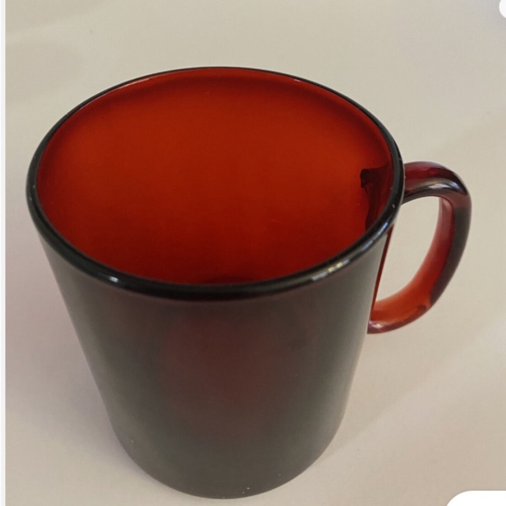 Arcoroc France ~ Ruby Red Glass Coffee / Tea Cup / Mug ~ Made in France
